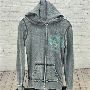 American‎ Fighter Gray Hoodie with Teal Accents